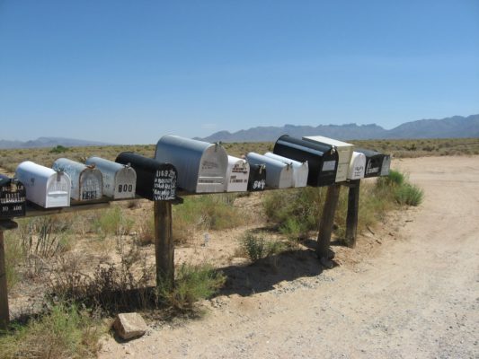 Tour dei Parchi, cassette della posta nel deserto dell'Arizona (Stati Uniti)