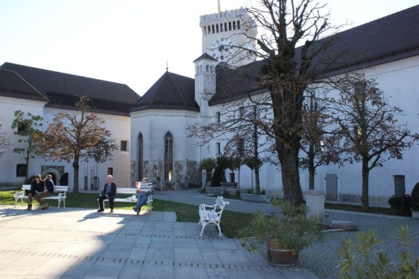 Il cortile interno del castello di Lubiana