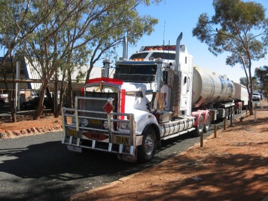 Road train Desert Oaks Motel Erldunda Australia