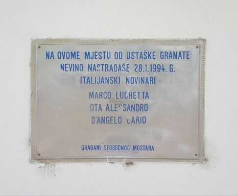 Targa commemorativa Lucchetta Ota D'Angelo Mostar