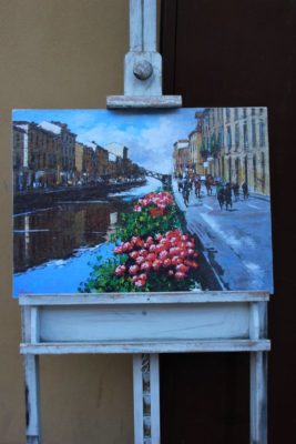 Un quadro che ritrae il Naviglio Grande a Milano