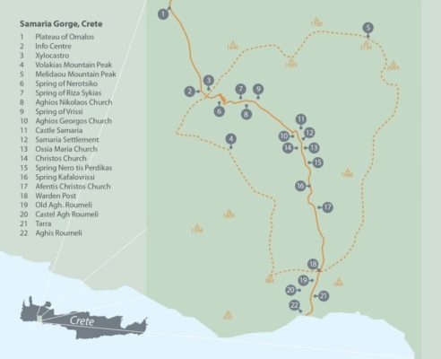 Mappa delle Gole di Samaria a Creta