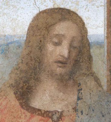 L'Ultima Cena di Leonardo da Vinci a Milano, dettaglio del volto di Cristo