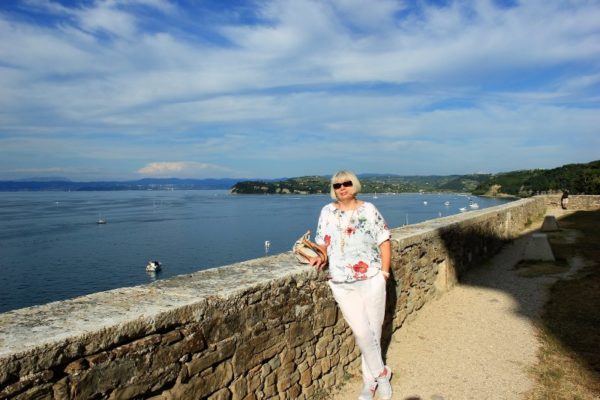 Panorama sul Golfo di Strugnano dalla rocca di Pirano in Slovenia