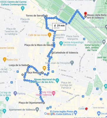 Mappa itinerario Ciutat Vella Valencia