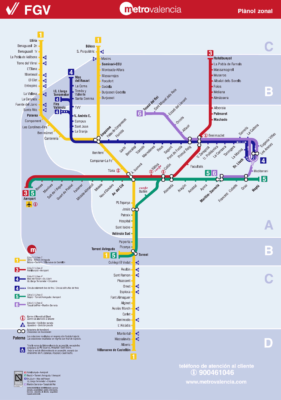 Mappa della metropolitana di Valencia