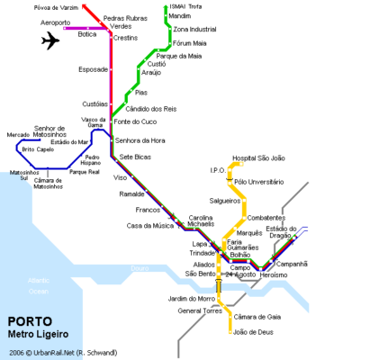 Mappa della metropolitana di Oporto