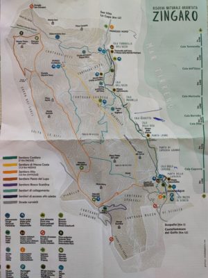 La mappa della Riserva Naturale dello Zingaro