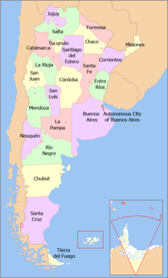 La mappa dell'Argentina