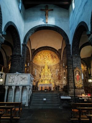 The interior of the Basilica of San Giacomo in Bellagio, Como Lake