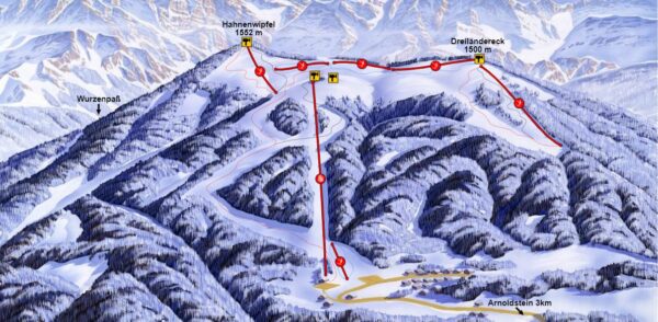 Mappa piste da sci del Dreilandereck