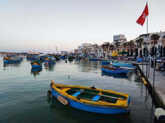 Panorama di Marsaxlokk a Malta