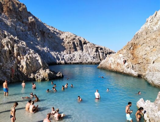 La spiaggia di Seitan Limani a Creta