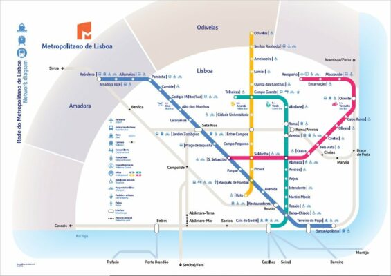 La mappa della metropolitana di Lisbona